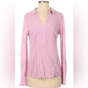 Ann Taylor LOFT ~ Women’s Collared V-Neck Long Sleeve Shirt~Pink~Size S